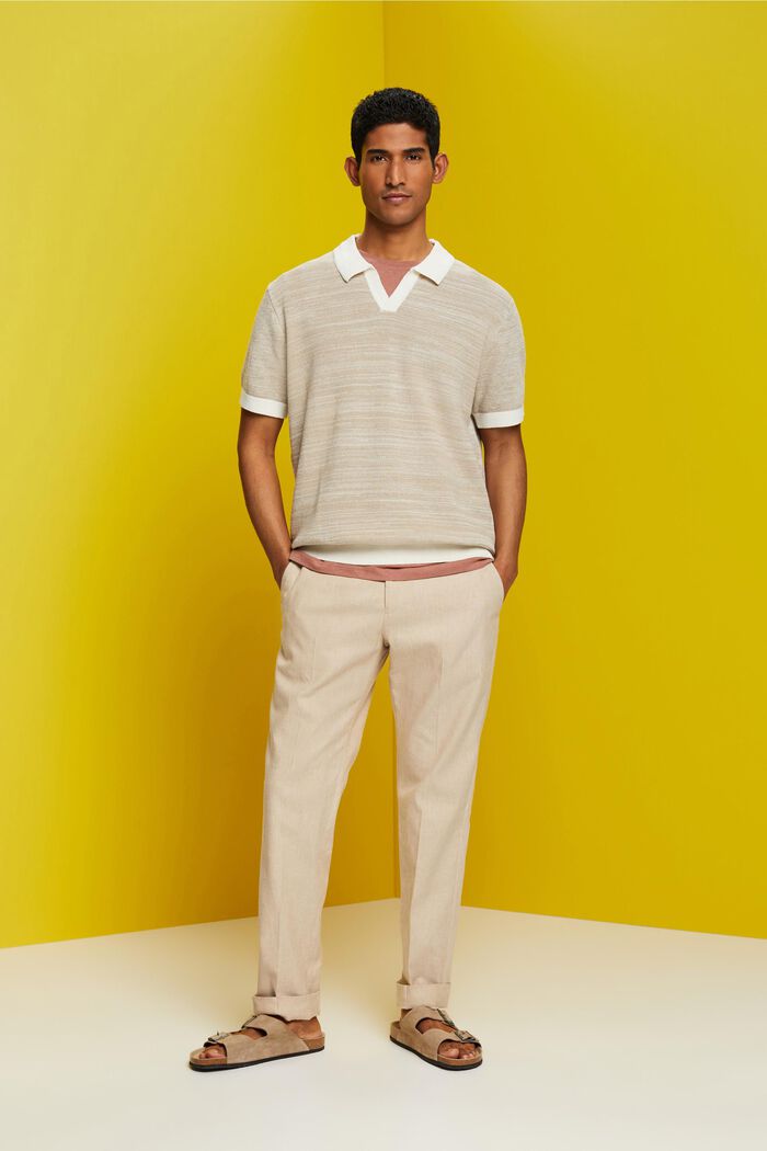 Kortärmad tröja med tenniskrage, SAND, detail image number 1