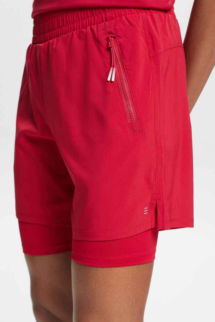 Active-shorts i dubbla lager, DARK RED, detail image number 4