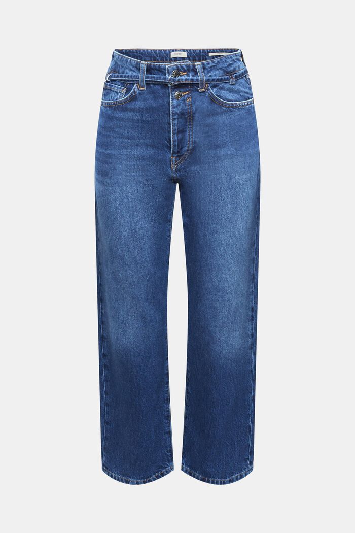 Dad-jeans med hög midja och matchande skärp, BLUE MEDIUM WASHED, detail image number 6