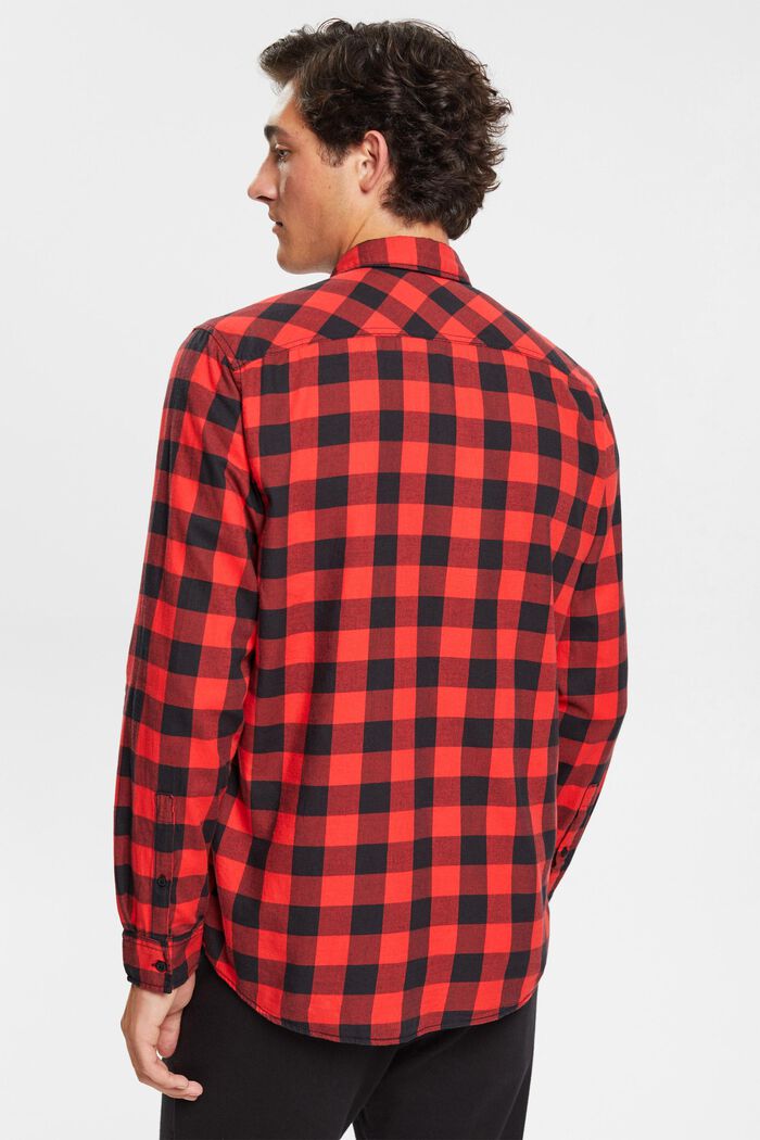 Vichyrutig flanellskjorta i hållbar bomull, RED, detail image number 3