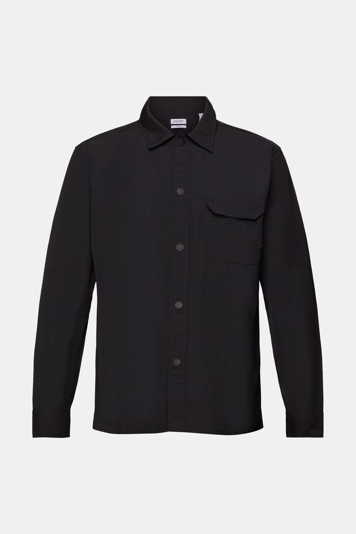 Texturerad långärmad skjorta, BLACK, detail image number 5