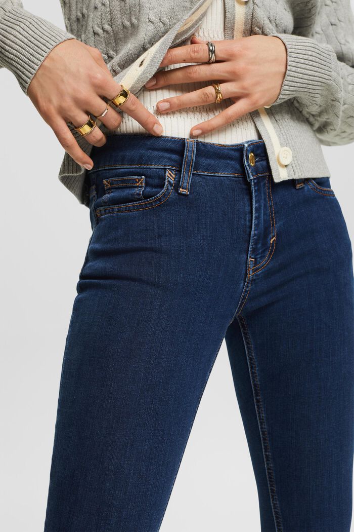 Skinny-jeans med mellanhög midja, BLUE DARK WASHED, detail image number 4