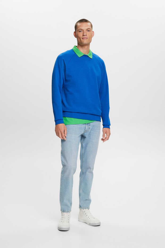 Klassisk sweatshirt, bomullsblandning, BRIGHT BLUE, detail image number 1