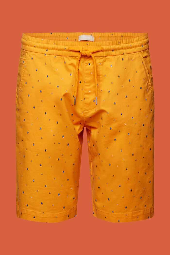 Mönstrade dra-på-shorts, bomullsstretch, BRIGHT ORANGE, detail image number 7