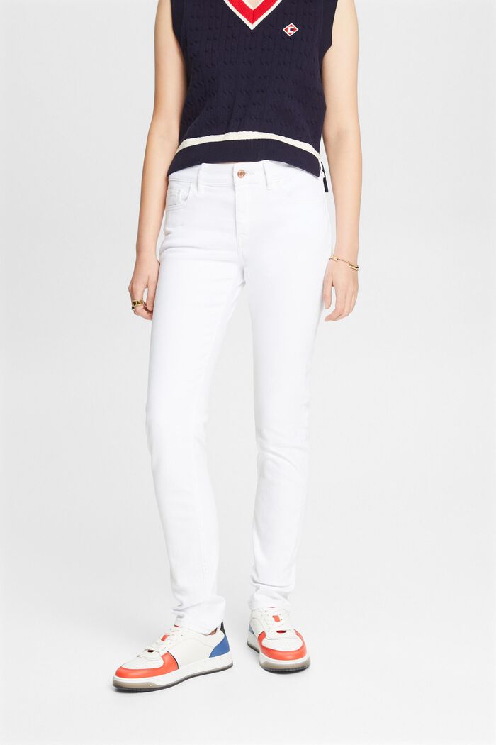 Smala jeans med medelhög midja, WHITE, detail image number 0