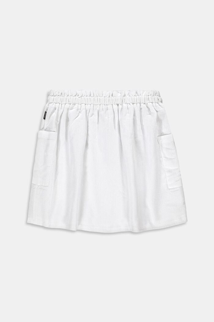 Kjol med elastisk linning, 100% bomull, WHITE, detail image number 1
