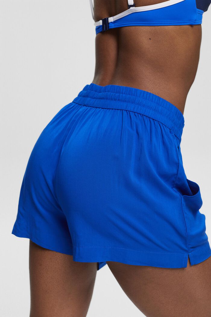 Shorts med tofsar, LENZING™ ECOVERO™, BRIGHT BLUE, detail image number 4