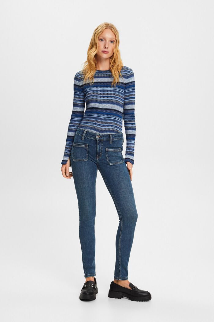 Skinny mid-rise jeans, BLUE DARK WASHED, detail image number 4