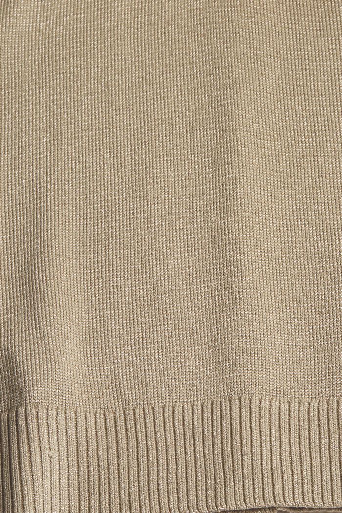 Stickat linne med dekorativ knappslå, KHAKI GREEN, detail image number 4