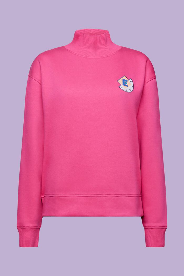 Sweatshirt med logo och halvpolokrage, PINK FUCHSIA, detail image number 6