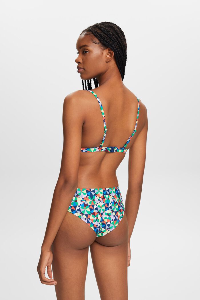 Återvunnet: Helmönstrad vadderad bikiniöverdel, GREEN, detail image number 2