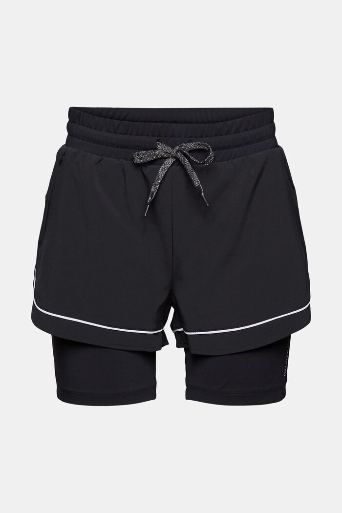 Återvunnet material: shorts med integrerade tights, E-Dry, BLACK, overview