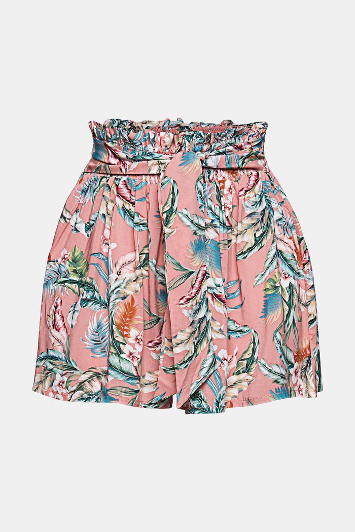Shorts med tropiskt mönster, LENZING™ ECOVERO™, SALMON, detail image number 0