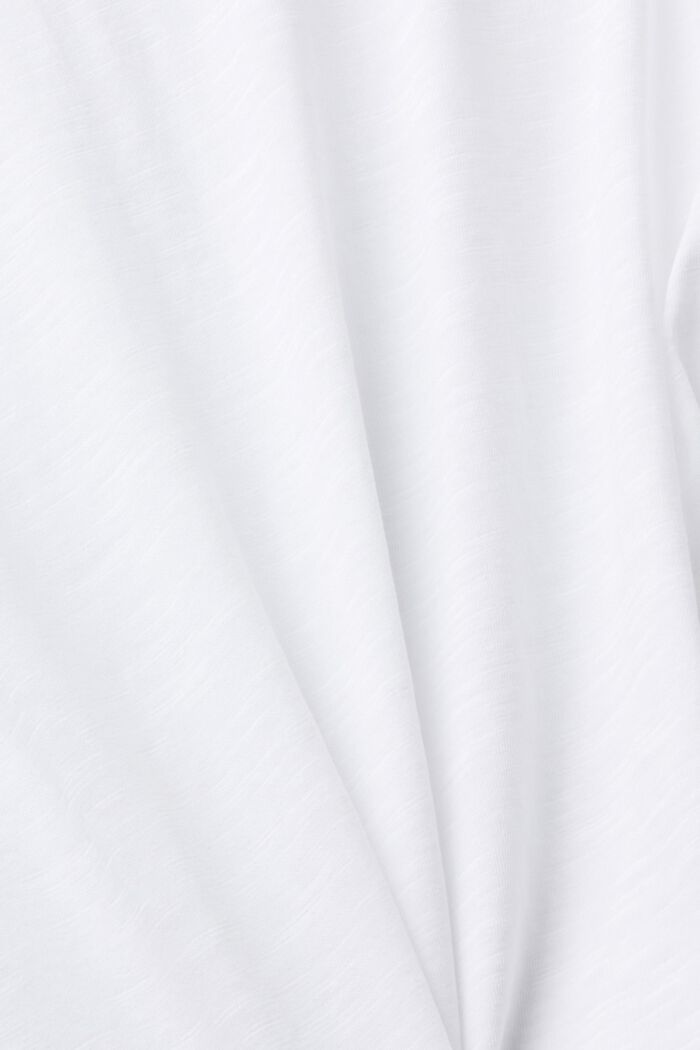V-ringad bomulls-T-shirt med dekorativa sömmar, WHITE, detail image number 5