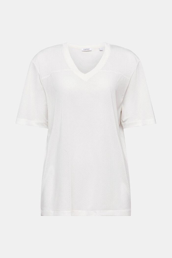 V-ringad hålstickad T-shirt, OFF WHITE, detail image number 5