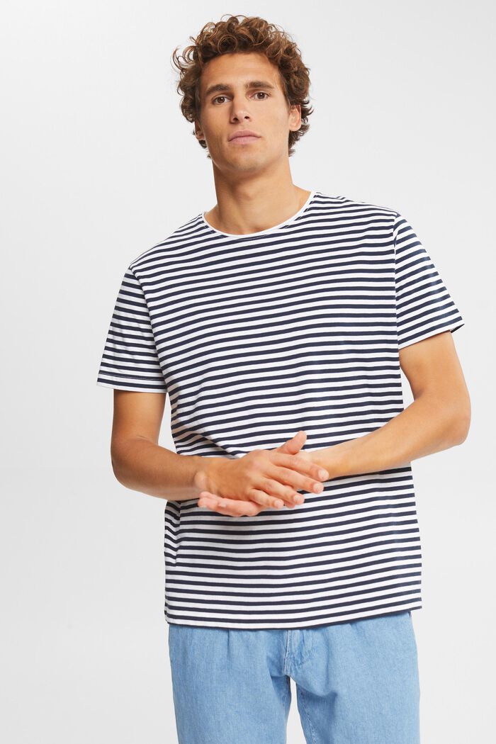 T-shirt i jersey med randmönster, WHITE, detail image number 0