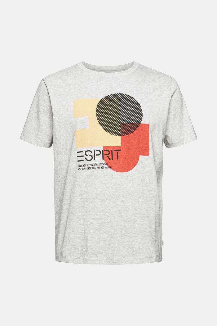 T-shirt av jersey med tryck, ekobomullsmix, LIGHT GREY, overview