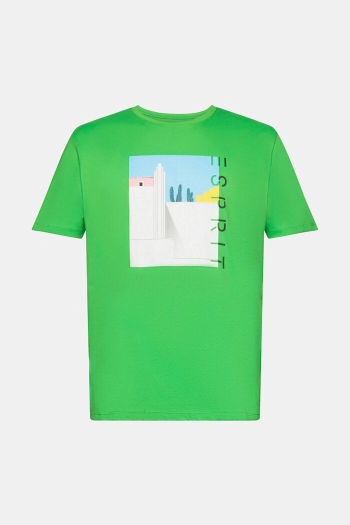 T-shirt i bomull med tryck fram, GREEN, detail image number 6