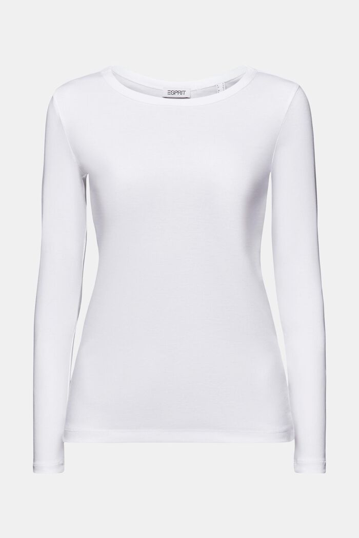 Långärmad T-shirt i bomullsjersey, WHITE, detail image number 5