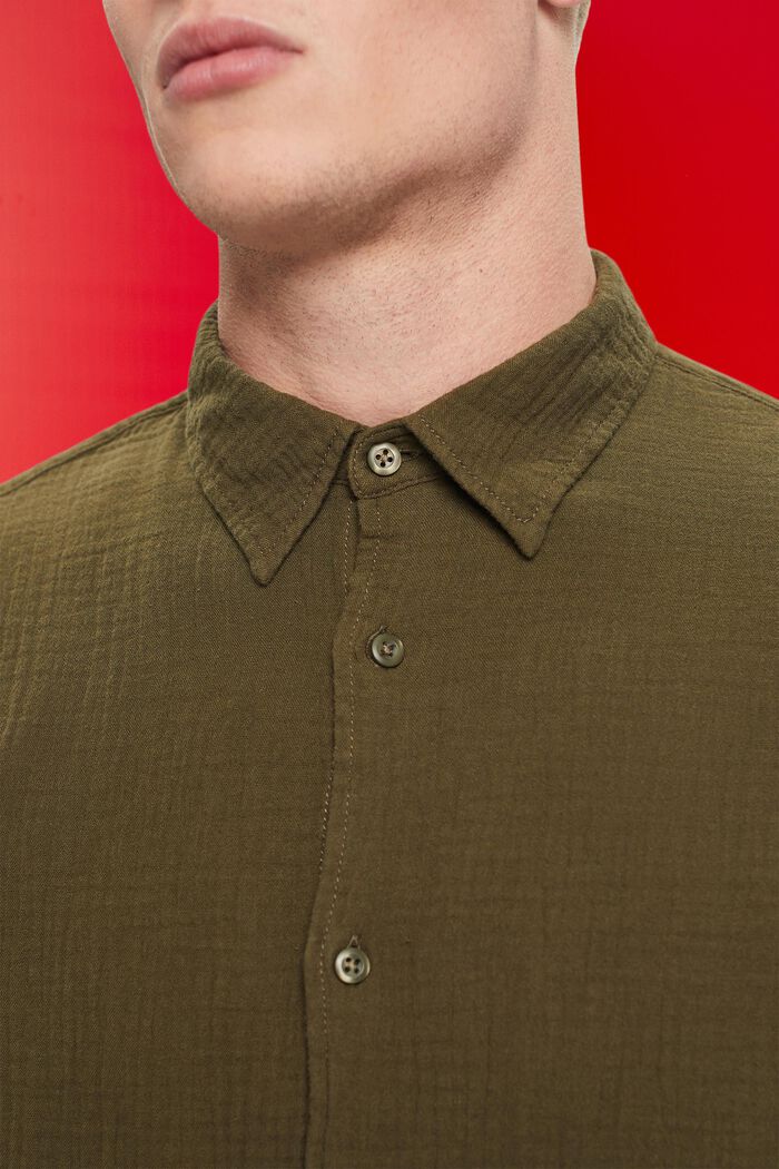 Skjorta i hållbar bomullsmuslin, KHAKI GREEN, detail image number 2