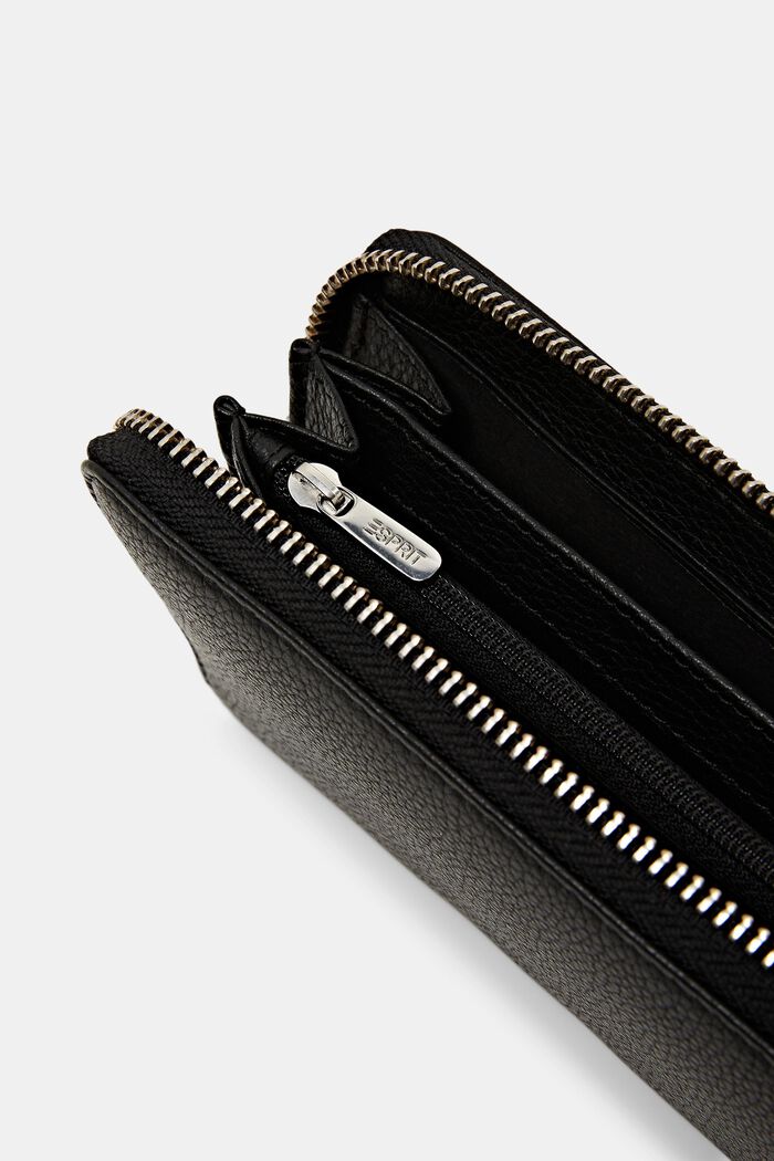 Stor plånbok i skinn med dragkedja runtom, BLACK, detail image number 3