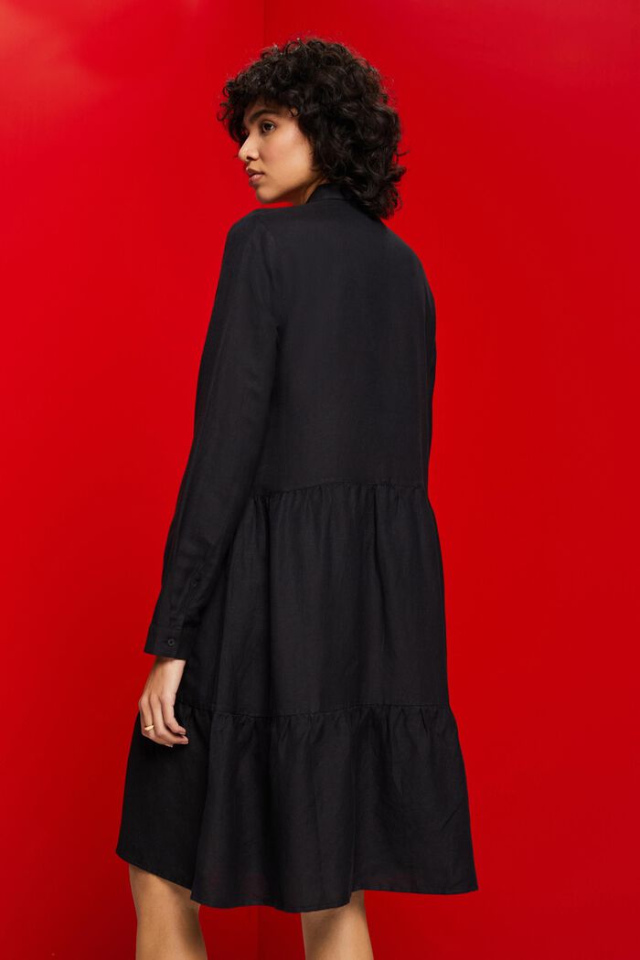 Skjortklänning i minilängd av linnemix, BLACK, detail image number 3