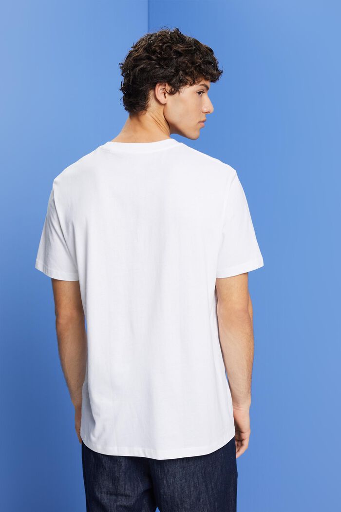 T-shirt med tryck på bröstet, 100% bomull, WHITE, detail image number 3