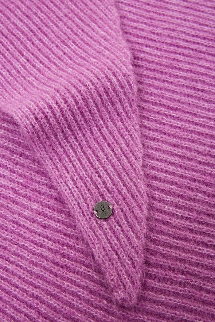 Ribbstickad trekantsscarf, LILAC, detail image number 1