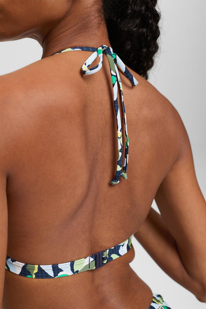 Mönstrad bikiniöverdel med halterneck, NAVY, detail image number 1