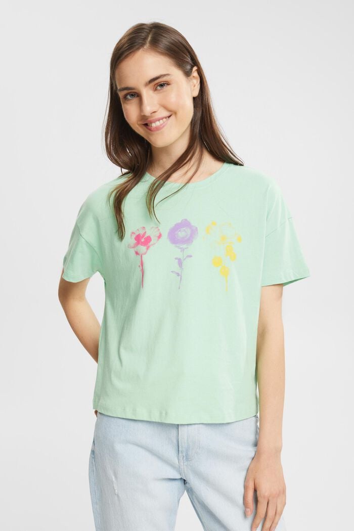 T-shirt med tryck, PASTEL GREEN, overview