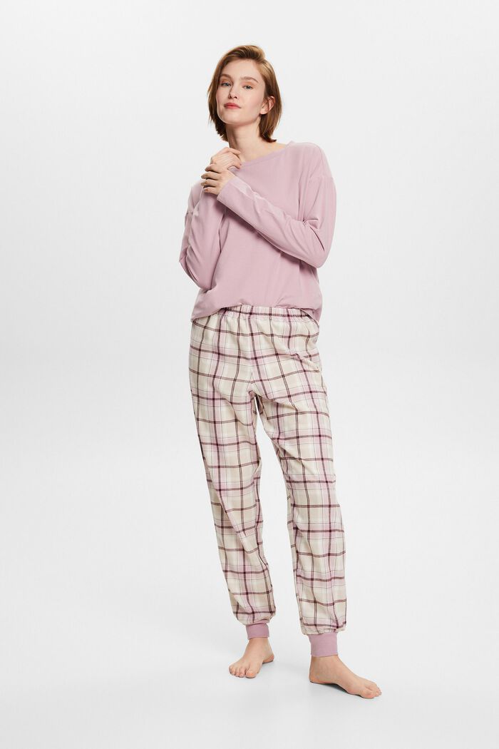 Pyjamasset med långärmad överdel, SAND, detail image number 1
