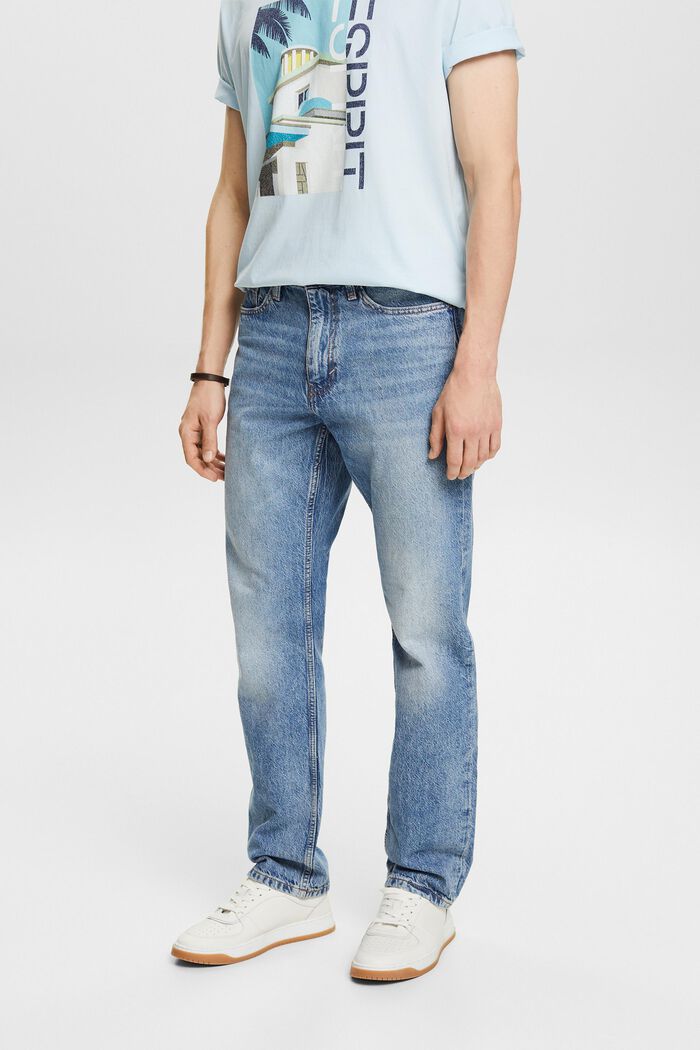 Raka jeans med medelhög midja, BLUE LIGHT WASHED, detail image number 0