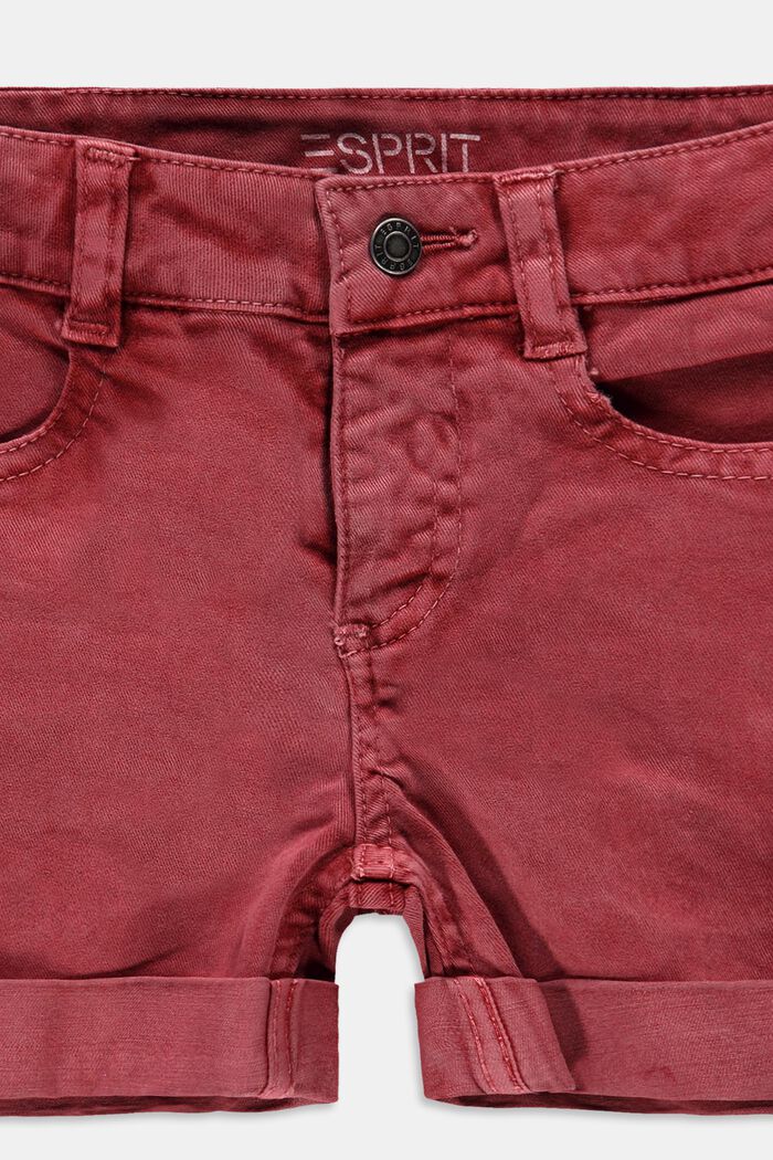 Twillshorts med reglerbar linning, ekobomullsmix, GARNET RED, detail image number 2