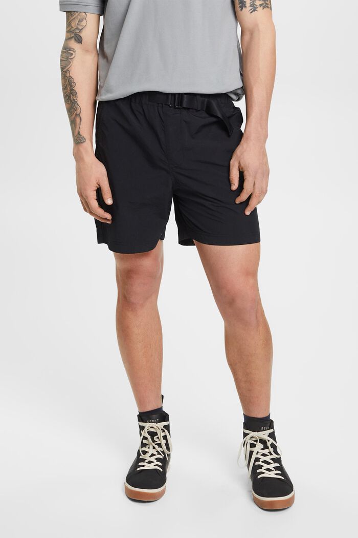 Shorts med integrerat bälte, BLACK, detail image number 0