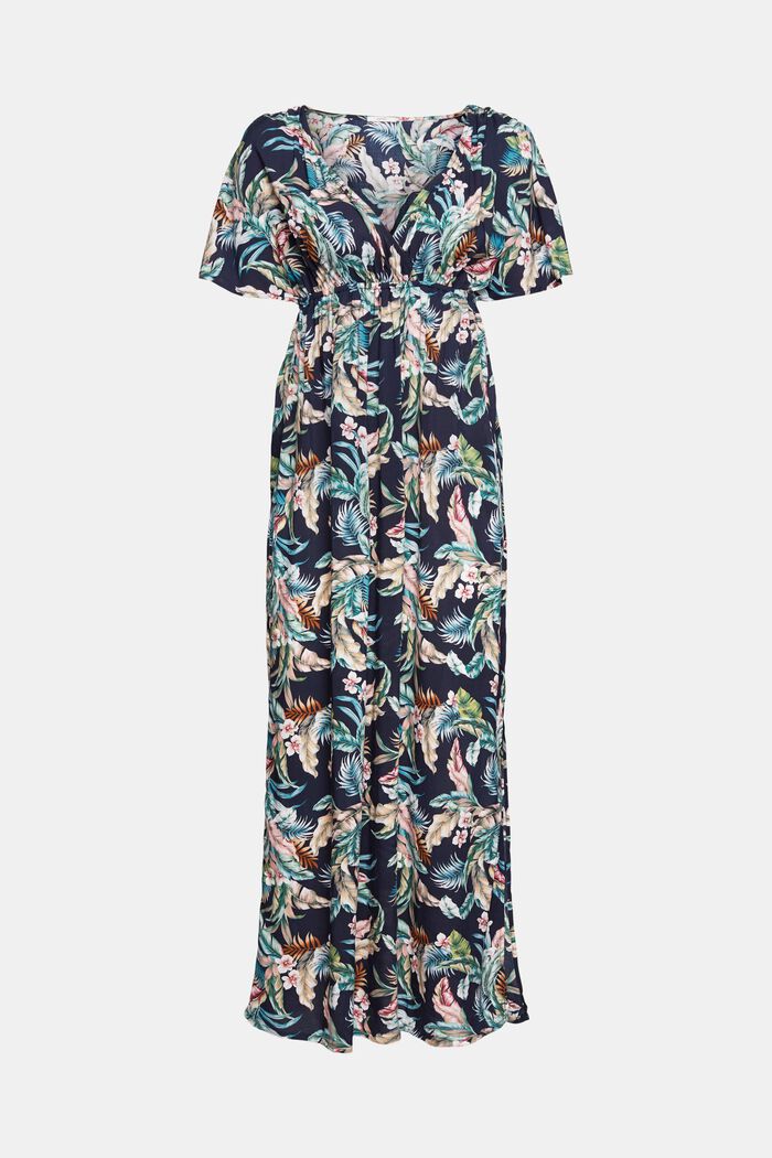 Klänning med tropiskt mönster, LENZING™ ECOVERO™, NAVY, detail image number 3