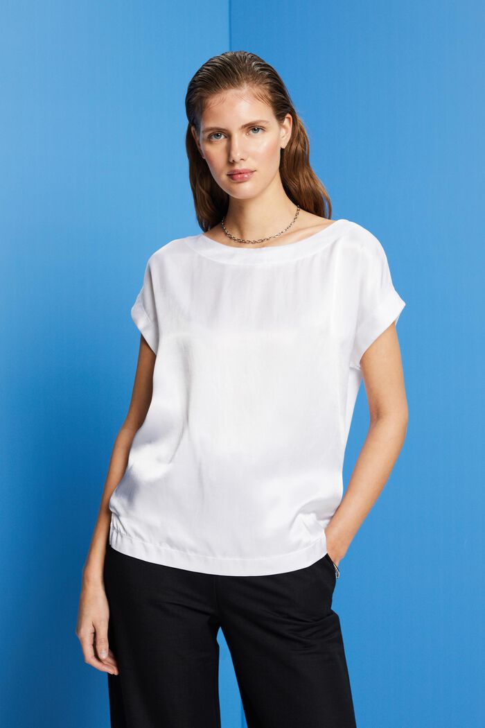 T-shirt i materialmix, LENZING™ ECOVERO™, WHITE, detail image number 0