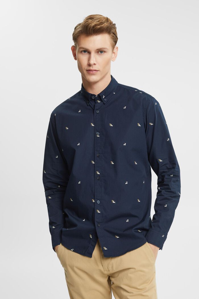 Skjorta med rentryck, PETROL BLUE, detail image number 0