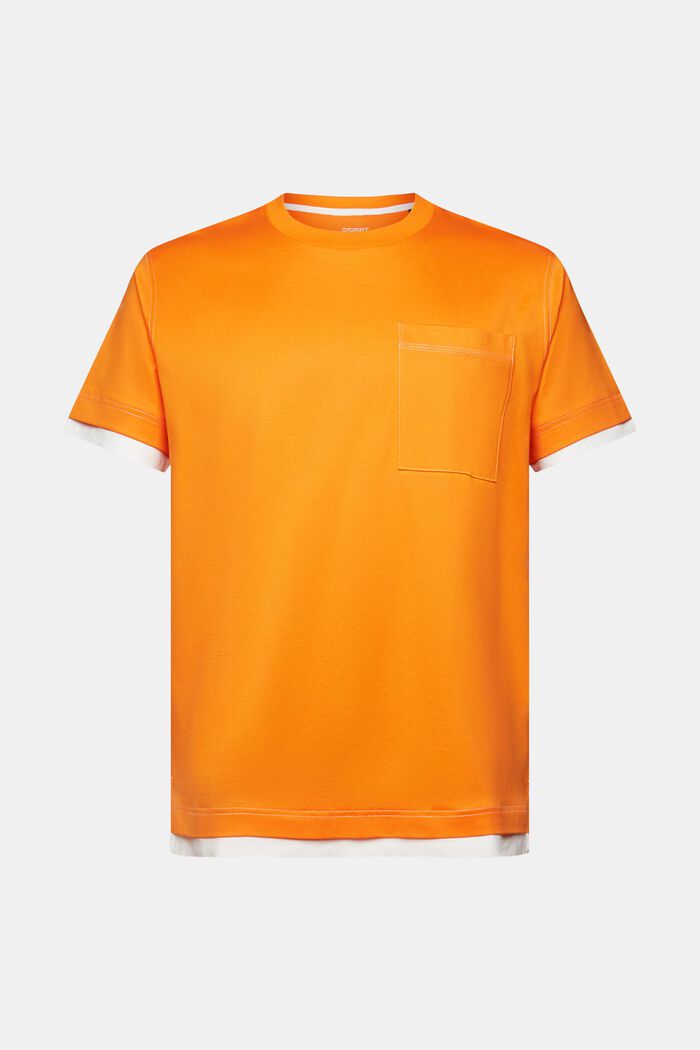 Rundringad T-shirt i lagerlook, 100% bomull, BRIGHT ORANGE, detail image number 6
