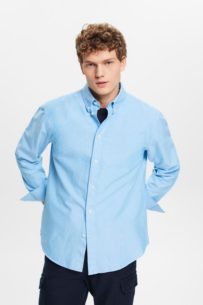 Oxfordskjorta i bomull, BLUE, detail image number 0