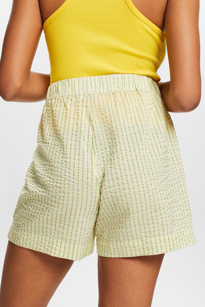 Krinklade randiga shorts, LIGHT GREEN, detail image number 4