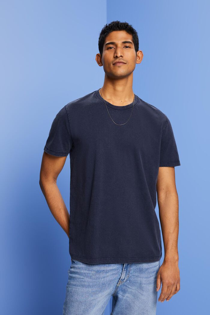 Plaggfärgad T-shirt i jersey, 100% bomull, NAVY, detail image number 0