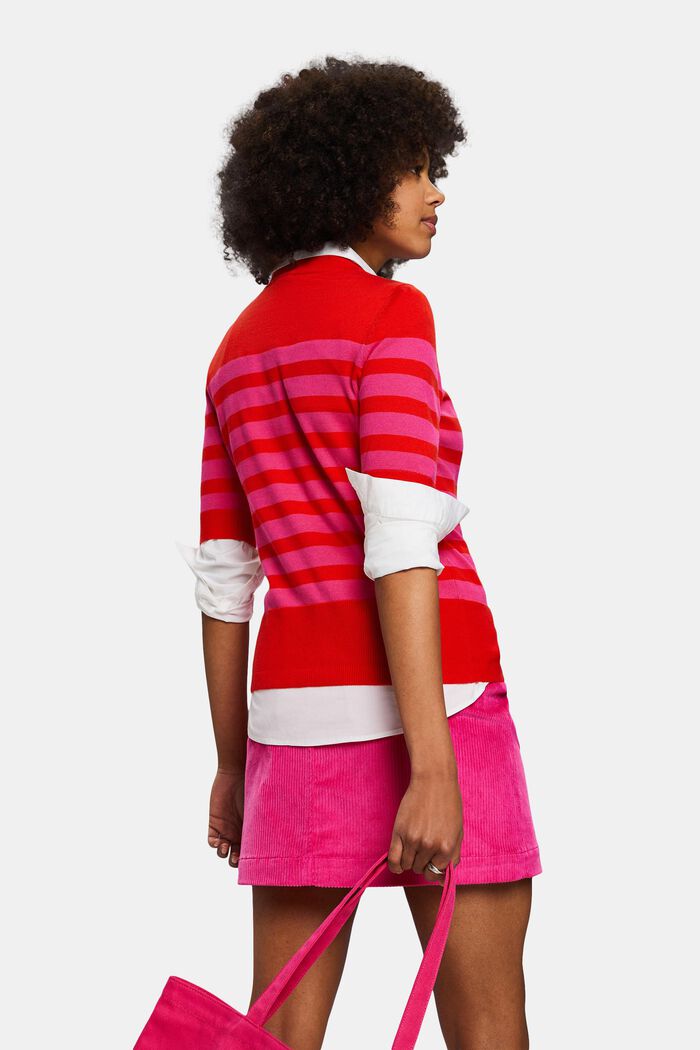Randig sweatshirt med rund ringning, RED, detail image number 4