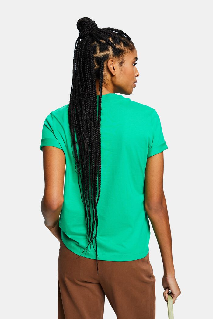 T-shirt i pimabomull med broderad logo, GREEN, detail image number 2