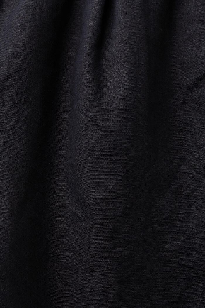 Dra på-shorts i bomull-linne, BLACK, detail image number 6
