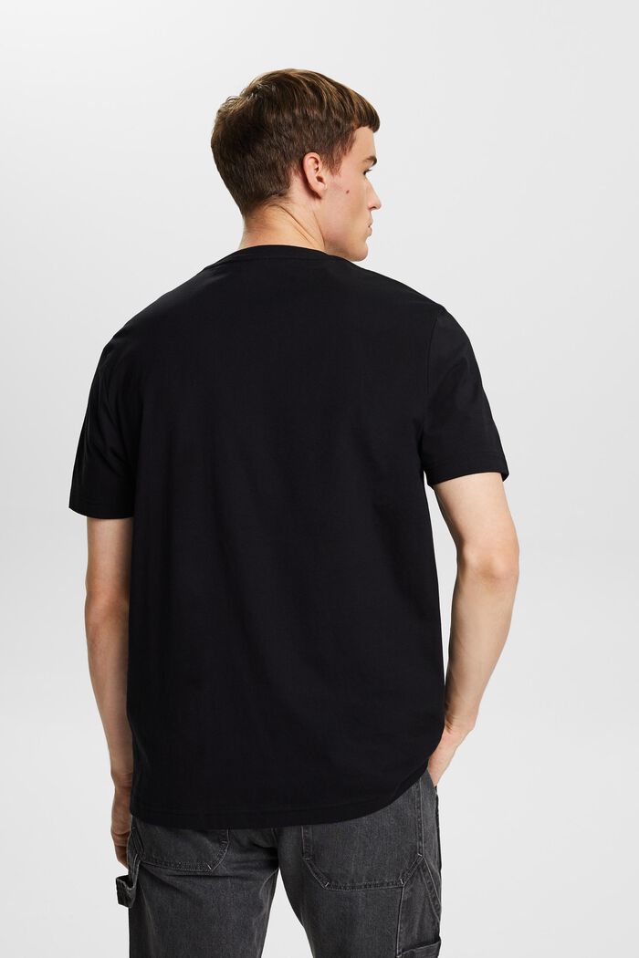 T-shirt i pimabomull av jersey med rund ringning, BLACK, detail image number 3