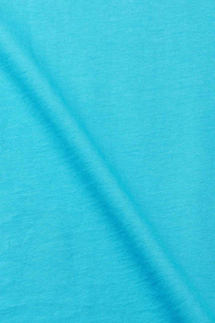 V-ringad T-shirt i bomull med smal passform, AQUA GREEN, detail image number 4