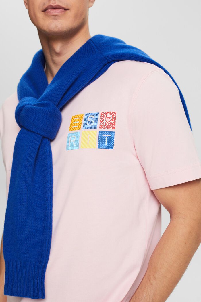 T-shirt i bomullsjersey med logo, PASTEL PINK, detail image number 2