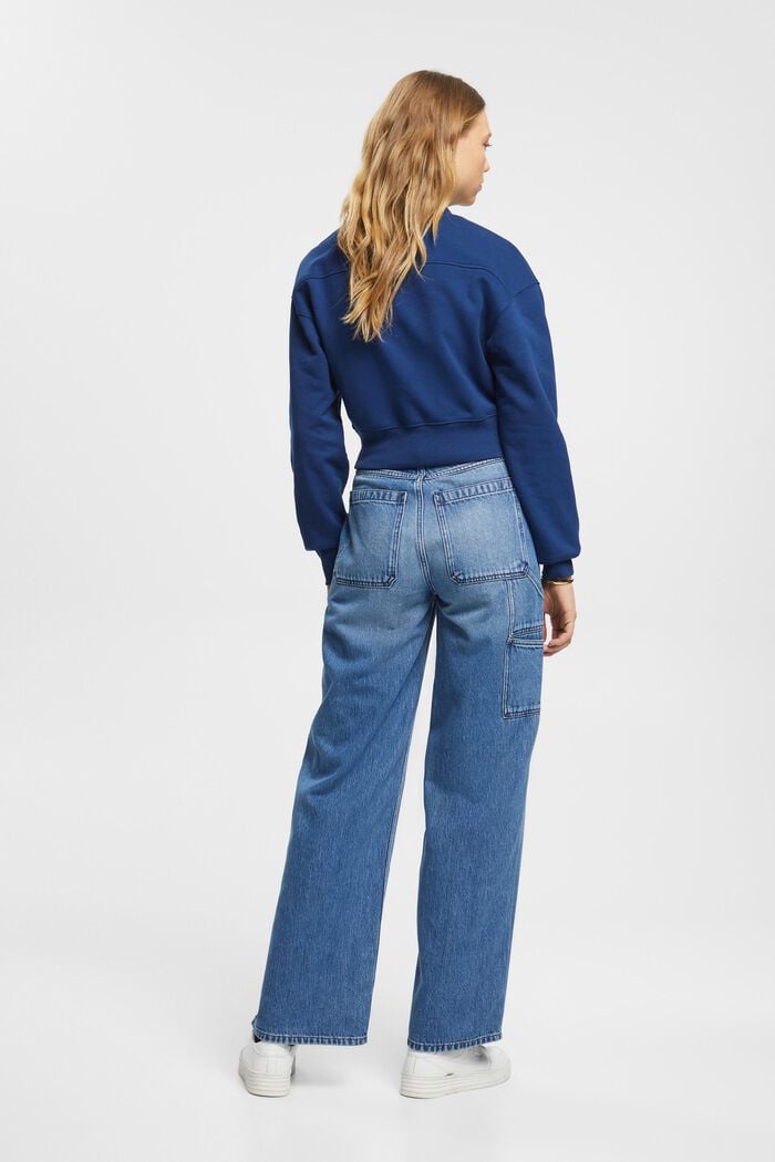 Jeans i snickarmodell med hög midja, BLUE MEDIUM WASHED, detail image number 3
