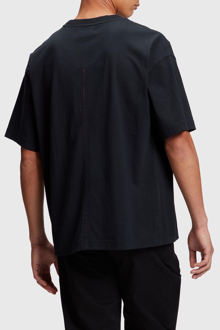 T-shirt med ledig passform och delfinmärke, BLACK, detail image number 1