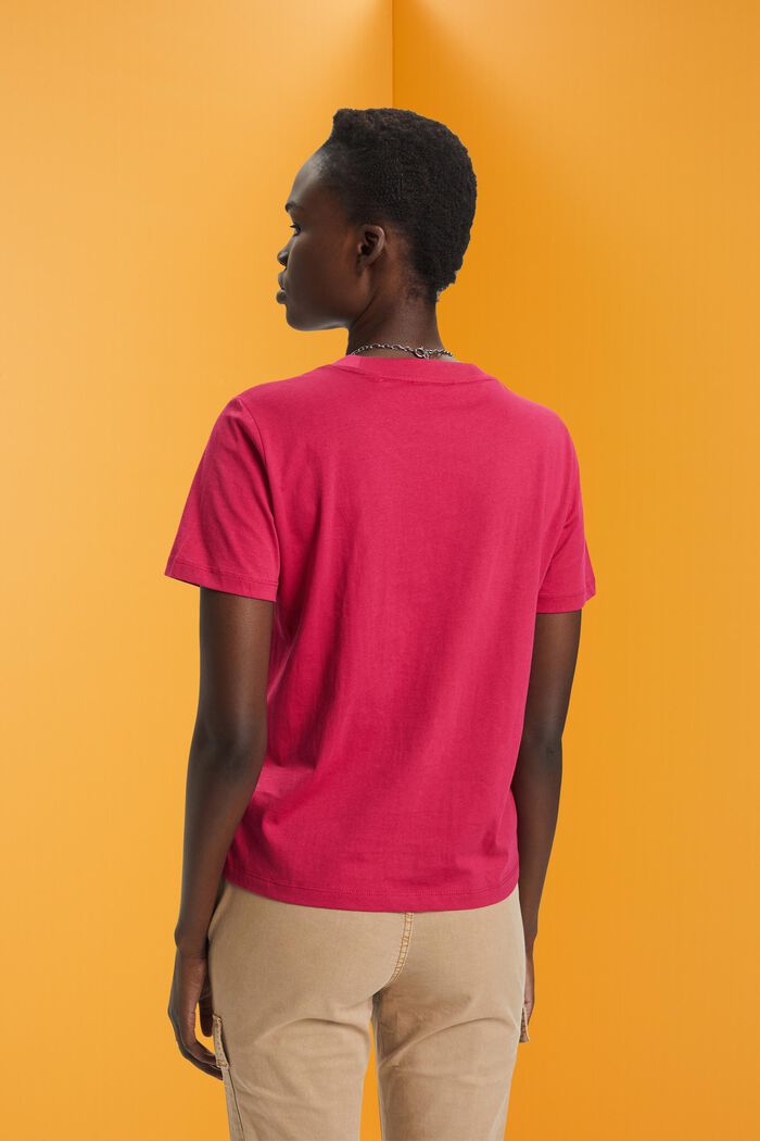 Bomulls-T-shirt med blomtryck, DARK PINK, detail image number 3